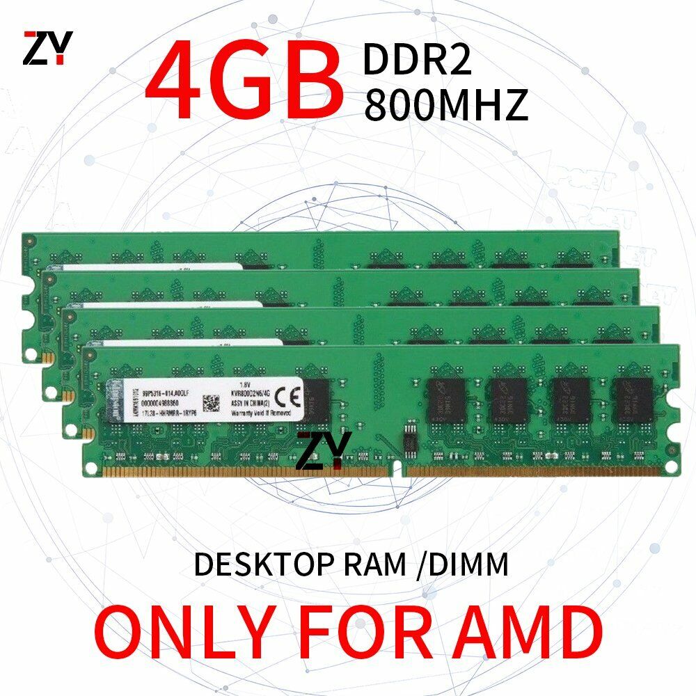 16GB 4x 4GB DDR2 PC2-6400U 800MHz 1.8V AMD Desktop Memory DIMM RAM For Kingston