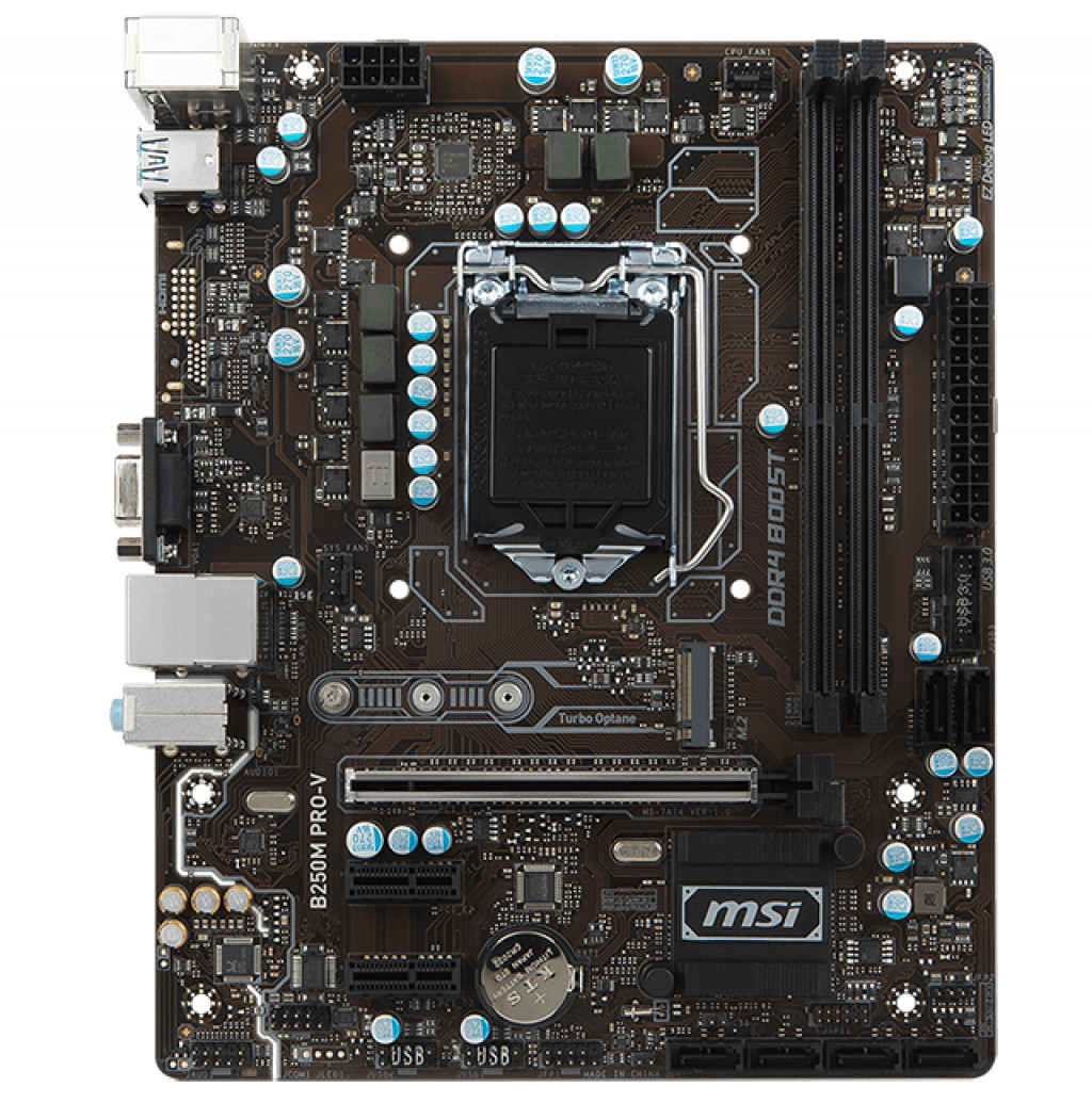 MSI intel computer motherboard B250M PRO-V LGA 1151 socket,DDR4,micro-ATX,M.2