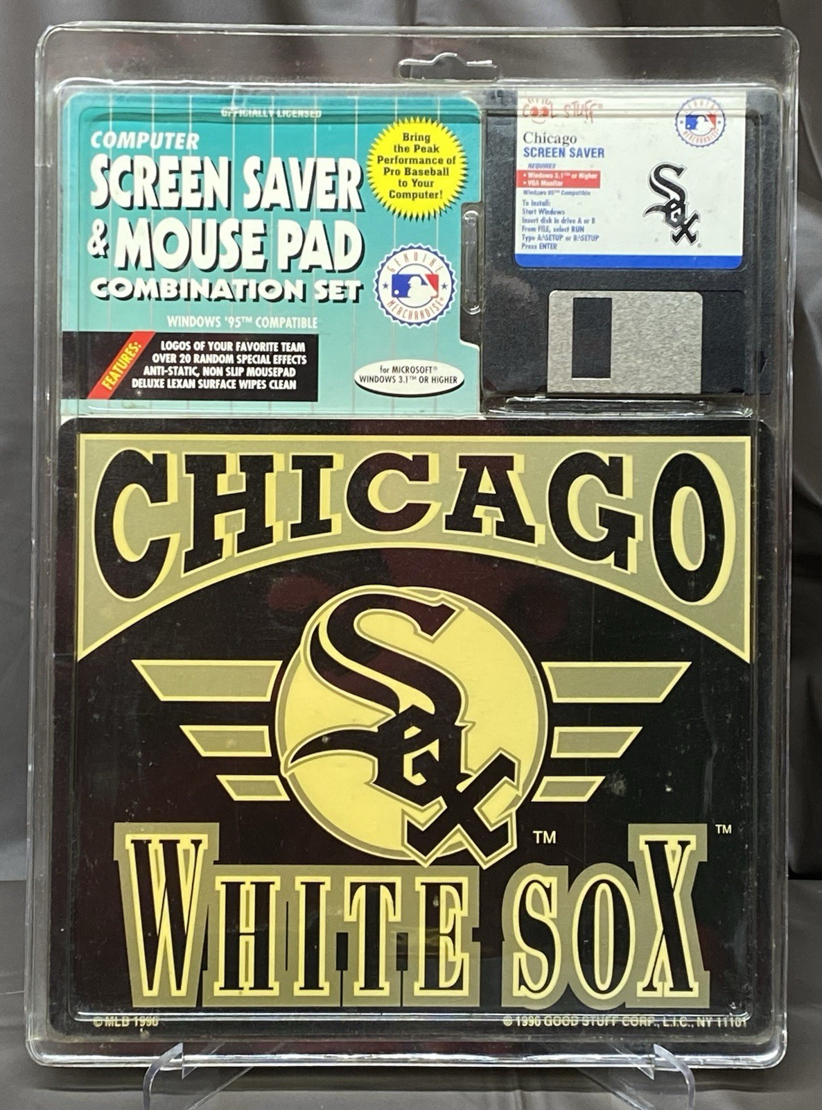 Vintage Chicago White Sox Screen Saver & Mouse Pad Set Floppy Disk 1997 MLB