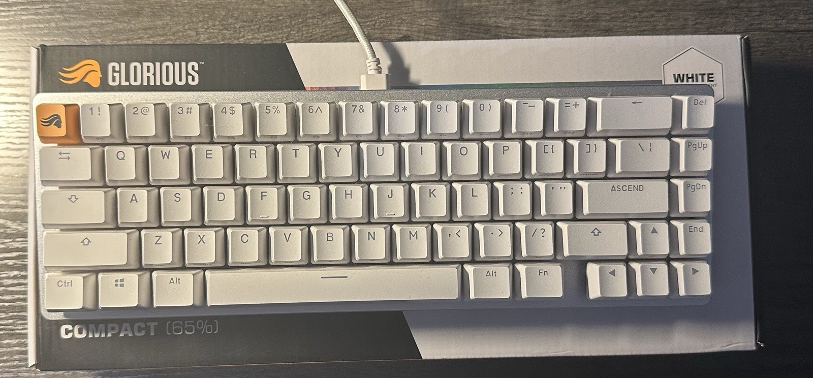 Glorious GMMK2 RGB Compact Mechanical Gaming Keyboard 65% White with Coil Cable