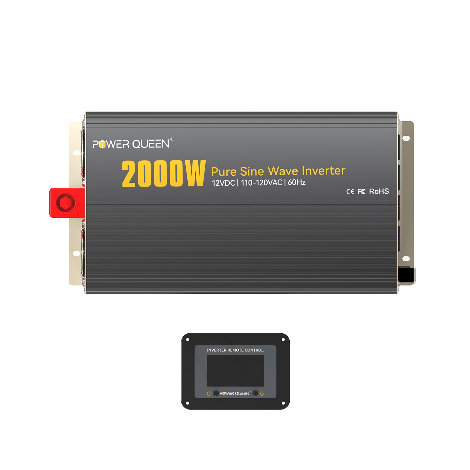 Power Queen 2000W Pure Sine Wave Inverter 12V DC to 120V AC For All Batteries