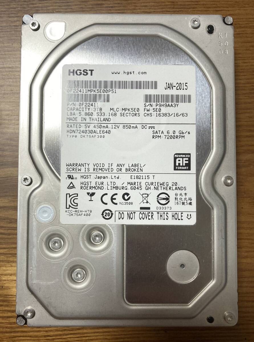 [Excellent condition] Hitachi / HGST HDN724030ALE640 3.5-inch HDD 3TB (NAS HDD)