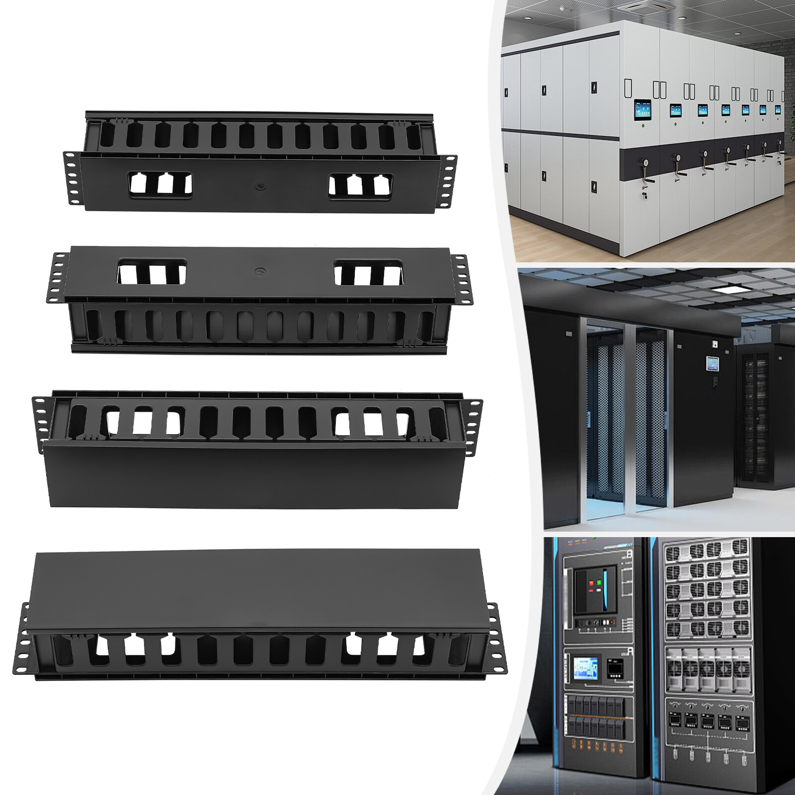 4-Pack Horizontal Cable Organizer for 19-Inch Racks - Efficient Management