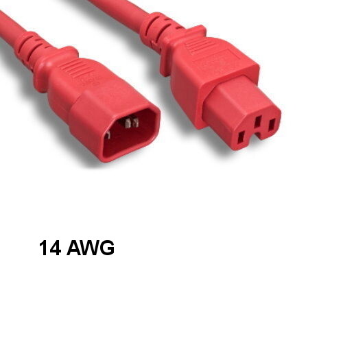 [Lot10] Red 6Ft Power Cable IEC60320 C14 to C15 14AWG 15A/250V SJT PDU UPS Syste