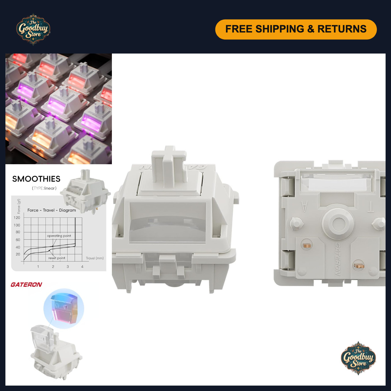 Smoothie Linear Switches - Pre-lubed 40gf, 72PCS Mechanical Keyboard Switches
