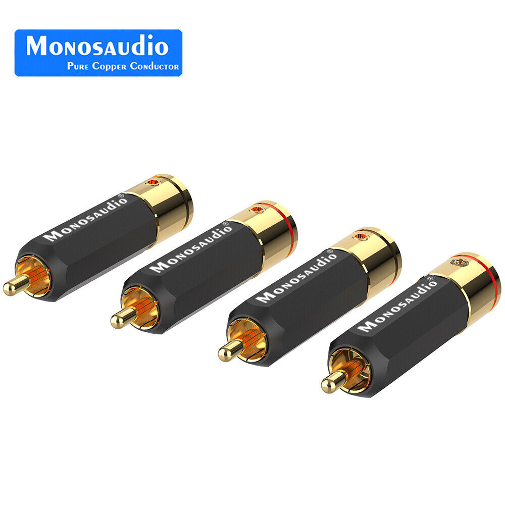Pure Copper RCA Plug Audio Rhodium /Gold Plated Screws Locking RCA Connector