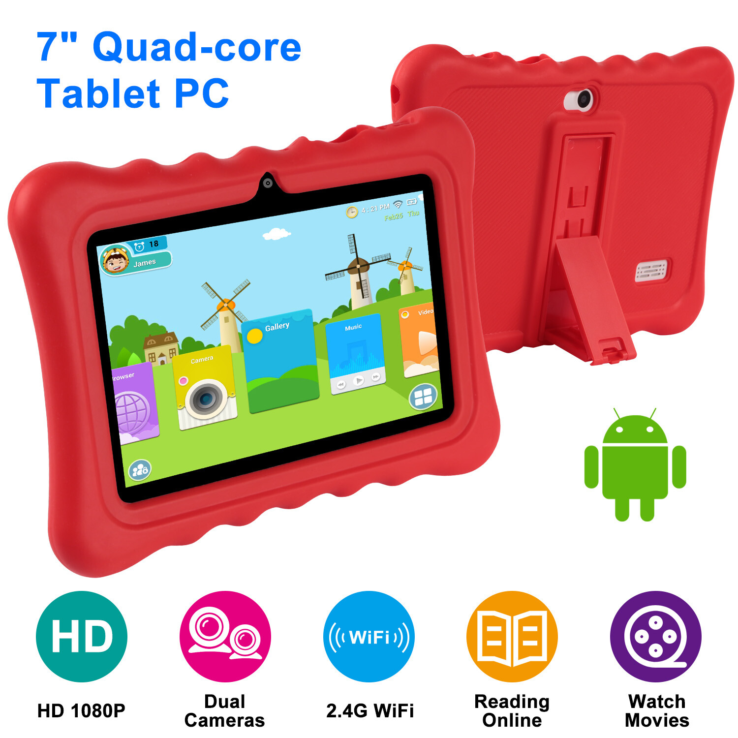7" Touch WiFi Tablet PC Android 10.0 HD 16G Quad Core Dual Camera 2022 Kid Adult