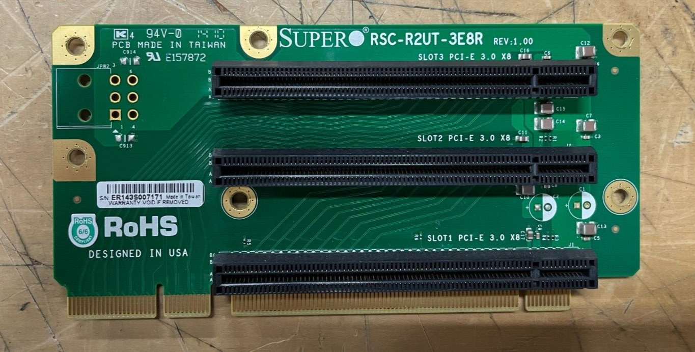 Supermicro RSC-R2UT-3E8R Riser Card 3 Slots 2U Node Server Passive PCIe x16