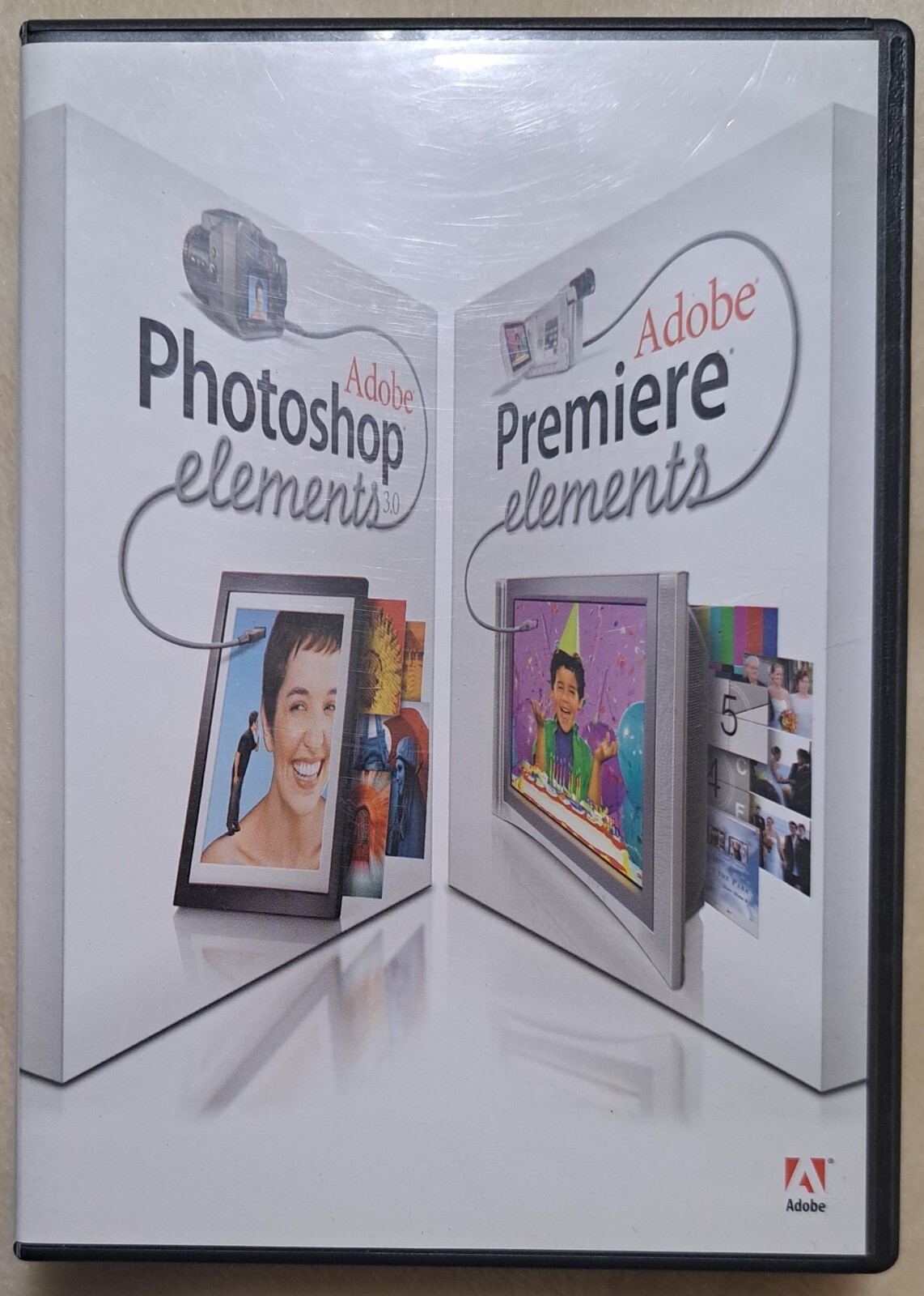 2004 3-CD Adobe Photoshop Elements 3.0 AND Adobe Premiere Elements BUNDLE for XP