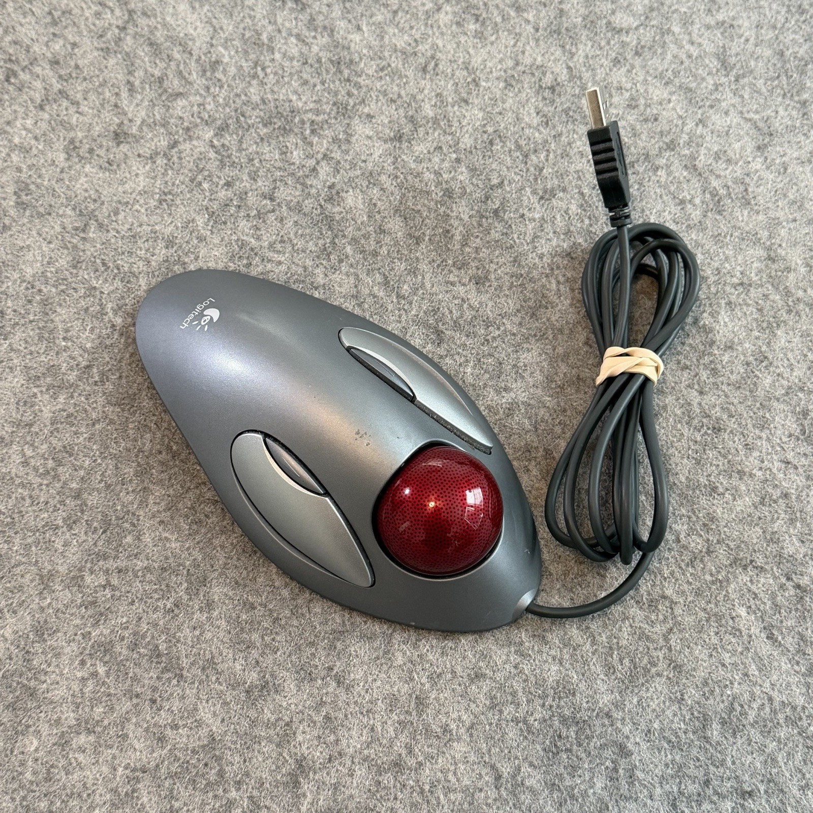 Logitech Trackman Marble Wired USB Trackball Mouse Ambidextrous Gray T-BC21