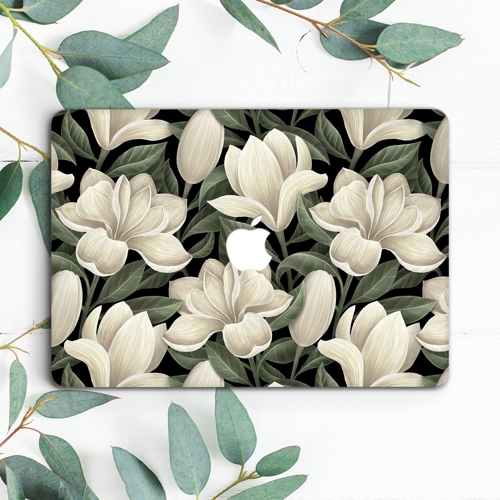 Vintage Magnolia White Flowers Hard Case For Macbook Pro 13 14 15 16 Air 13