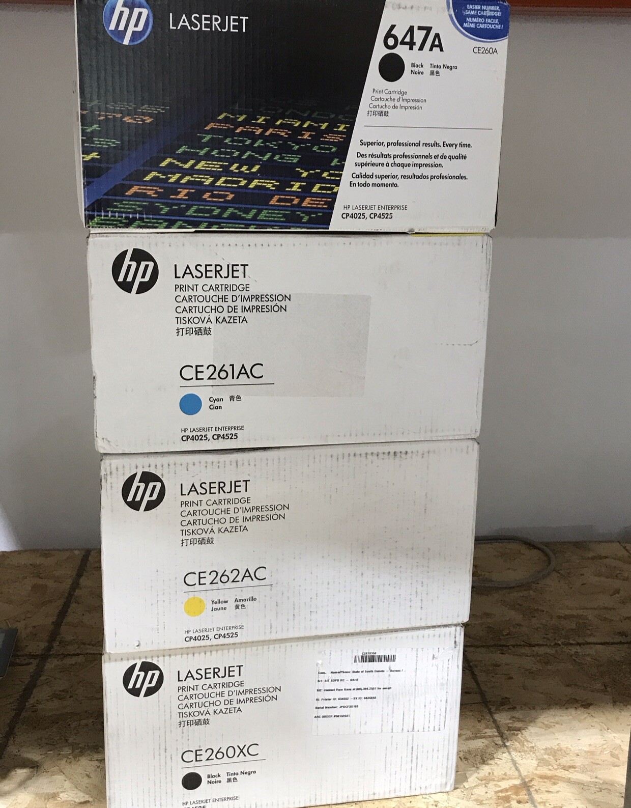Lot Of 5 NEW Set HP Genuine Toner 2X CE261AC CE262AC CE260A CE260XC