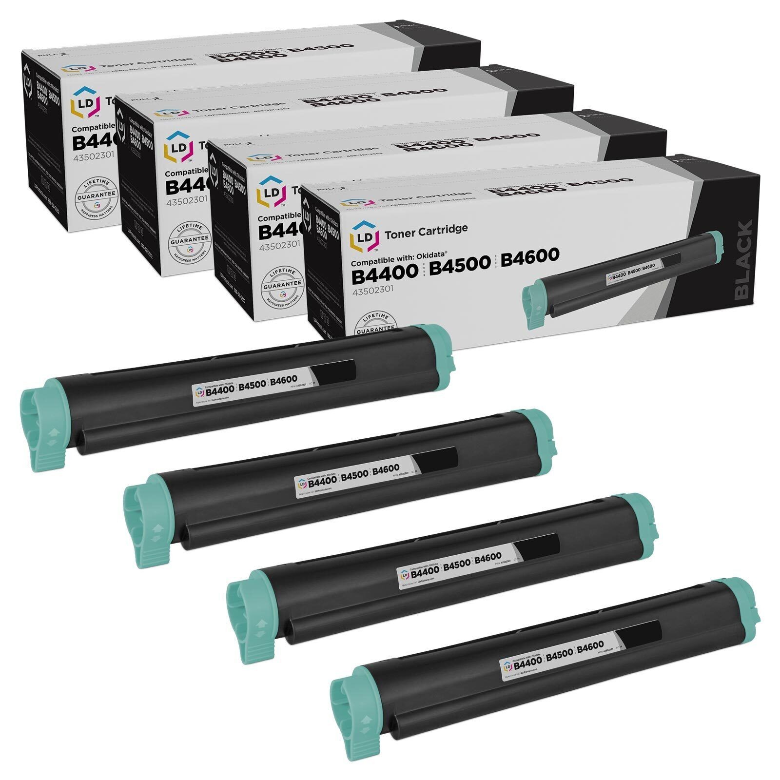LD Comp Okidata 43502301 4pk Black B4400 B4500 B4550 B4600 Series