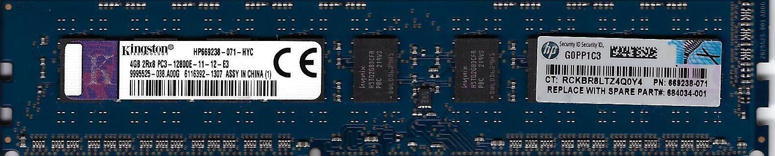HP 4GB DDR3 PC3-12800E ECC UDIMM HP Server Memory RAM Grade A 669238-071