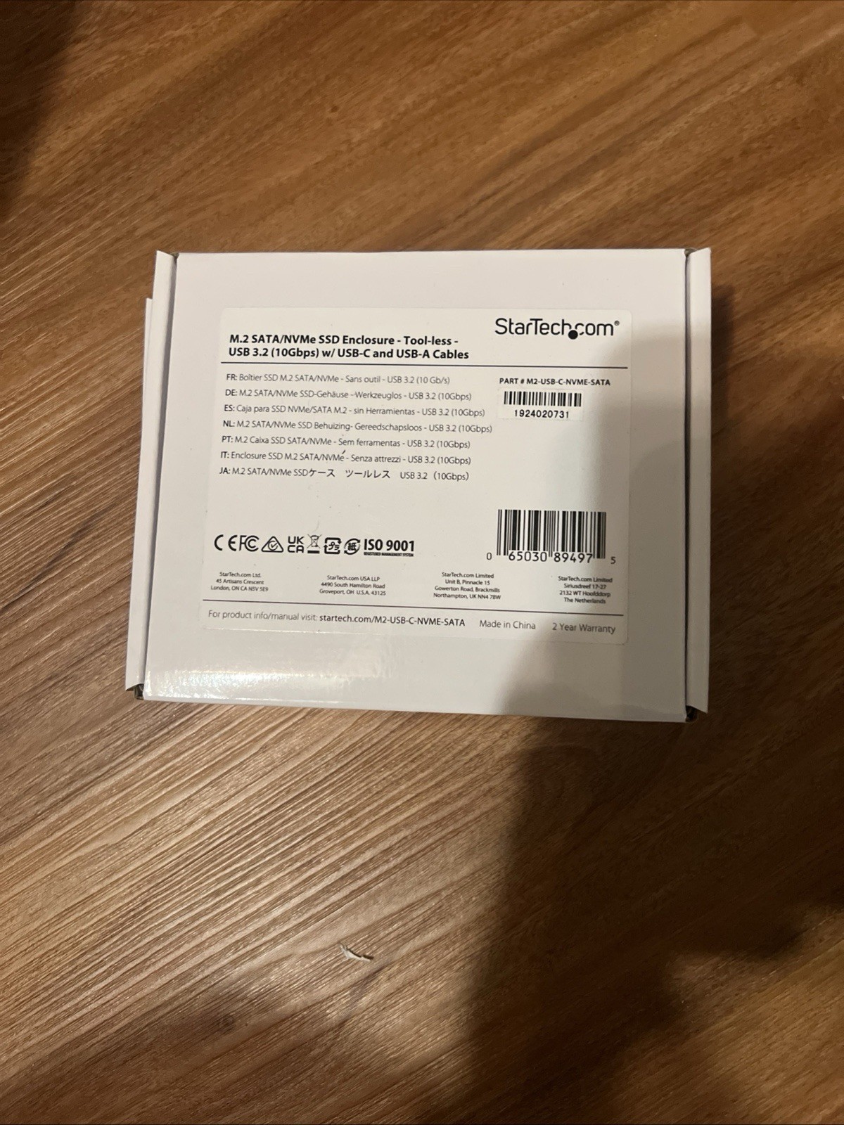 Startech M.2  SATA/NVMe SSD Enclosure-tool-less - USB 3.2