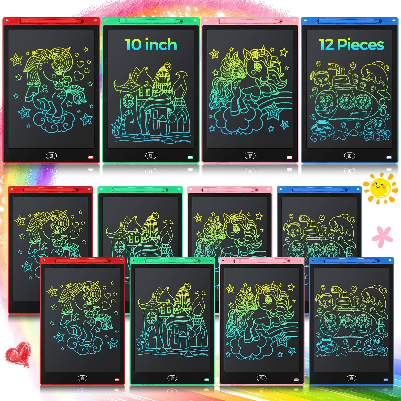 12 Pack LCD Writing Tablet for Kids, 10 Inch Erasable Drawing Pad