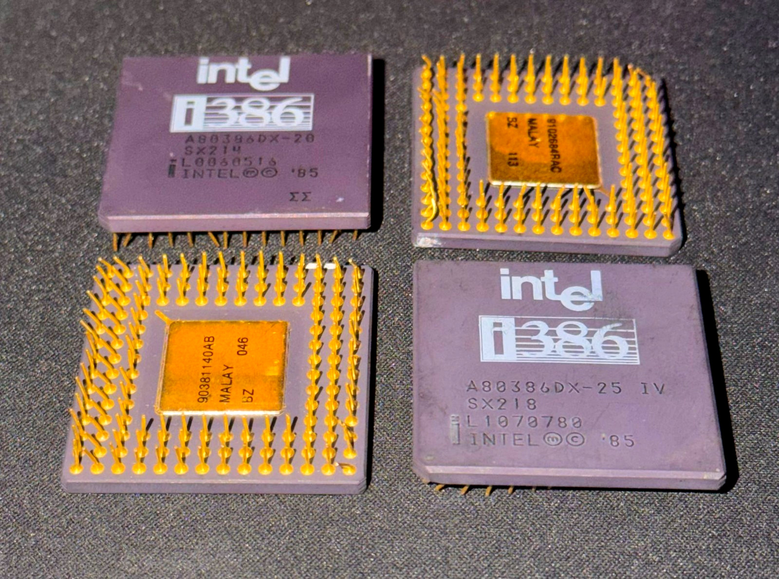 4 x Intel 386 Processor Ceramic CPU Lot for Gold Recovery