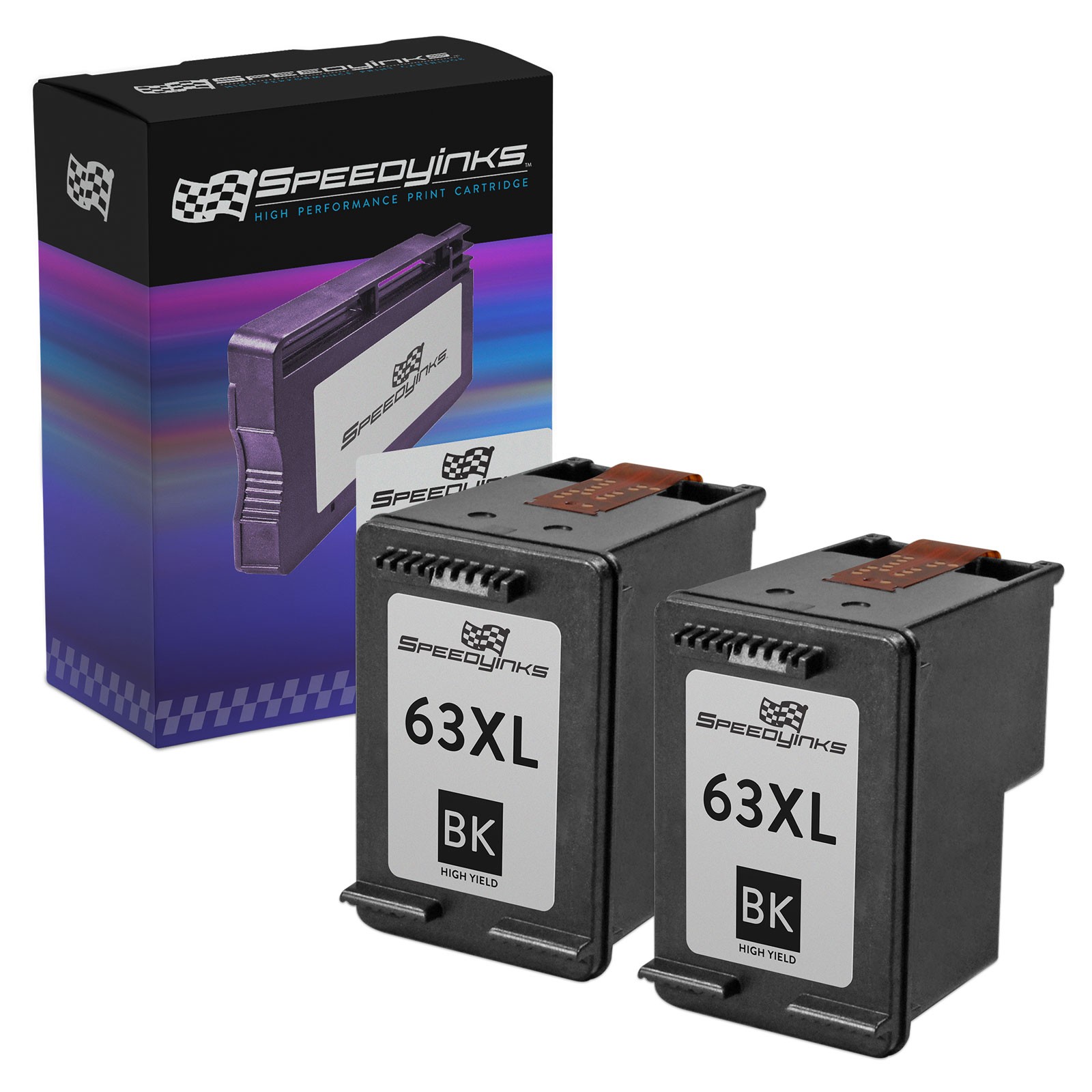 2PK Reman Replacement Ink Cartridge for HP 63XL HP F6U64AN HY Black