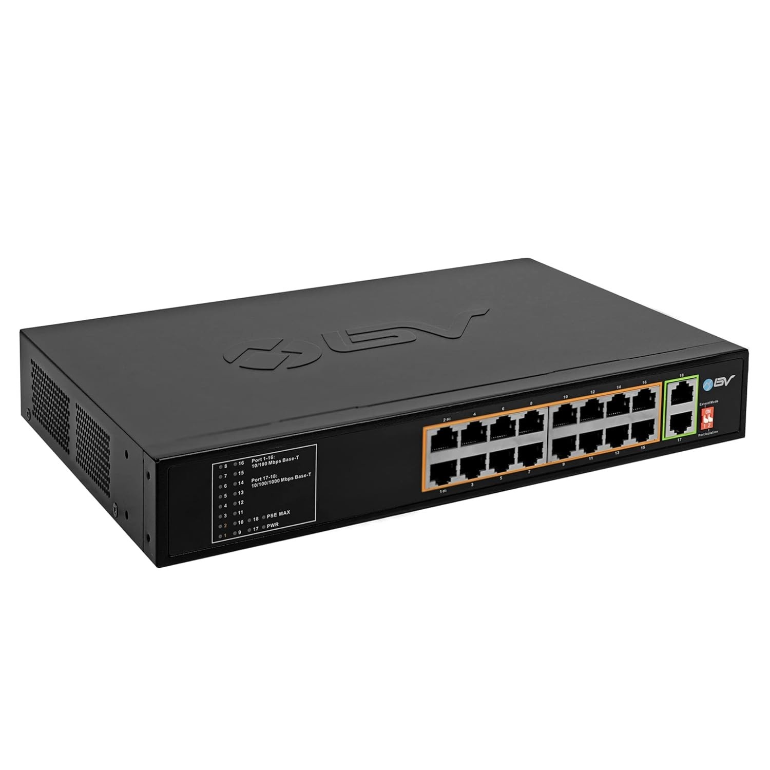 BV-Tech SW-1602 18Ports PoE+ Switch (16 PoE+ Ports | 2 Gigabit Ethernet uplink)