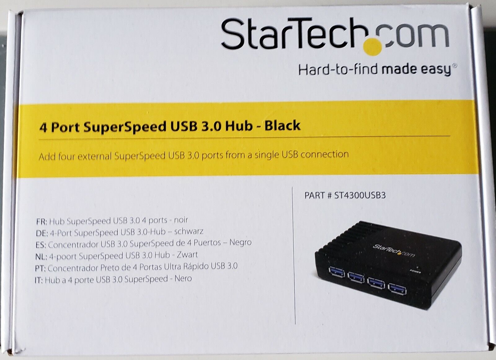*NEW* StarTech ST4300USB3 4-Port SuperSpeed USB3.0 Hub -Black