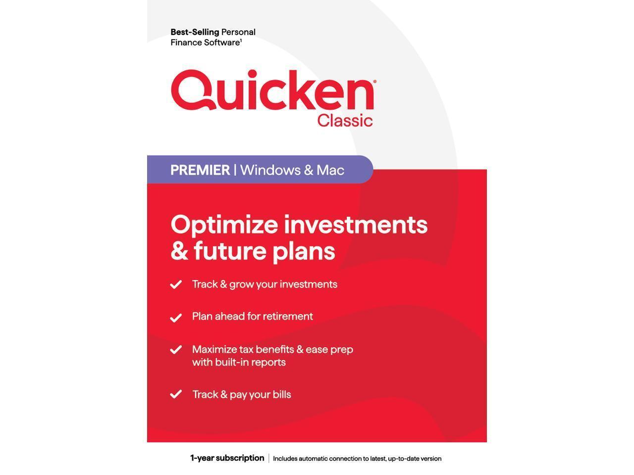Quicken Classic Premier - 1 Year Subscription (Windows/Mac) [Key Card]