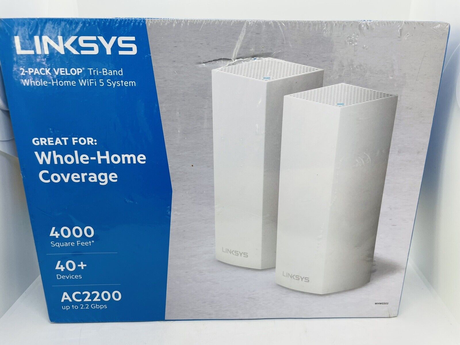 Linksys Whole Home Coverage. 4000 Square Feet. AC2200. 2 Pack WiFi 5 System. New