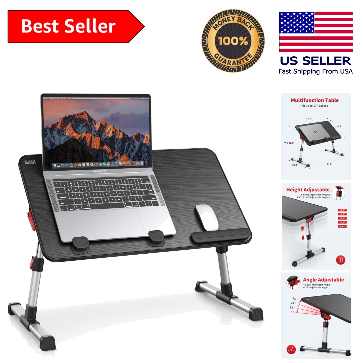 Elegant Adjustable Laptop Desk with Foldable Legs - Perfect for Home and Office