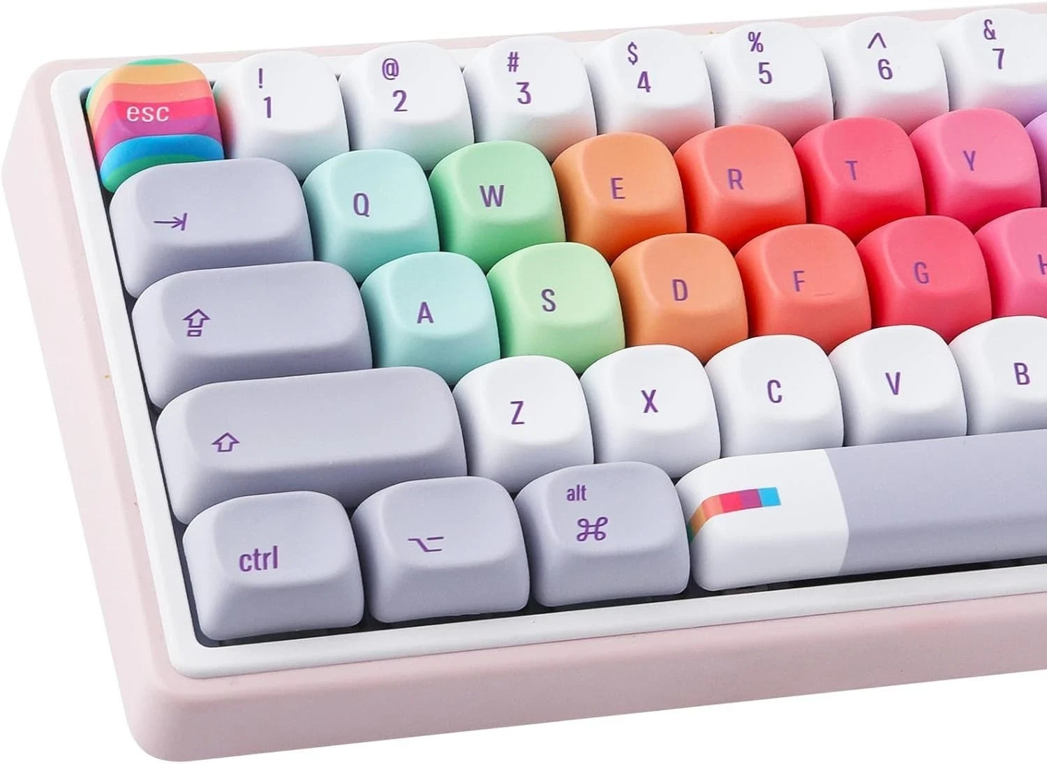 MOA Profile Keycaps 131 Keys Gray Rainbow Candy PBT Custom Keycap Set