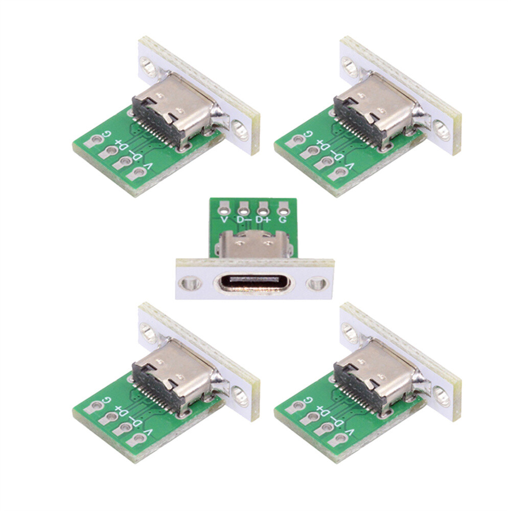 CY 5pcs/set Type C Socket DIY OEM Panel Mount Type with PC Board 24pin USB 2.0
