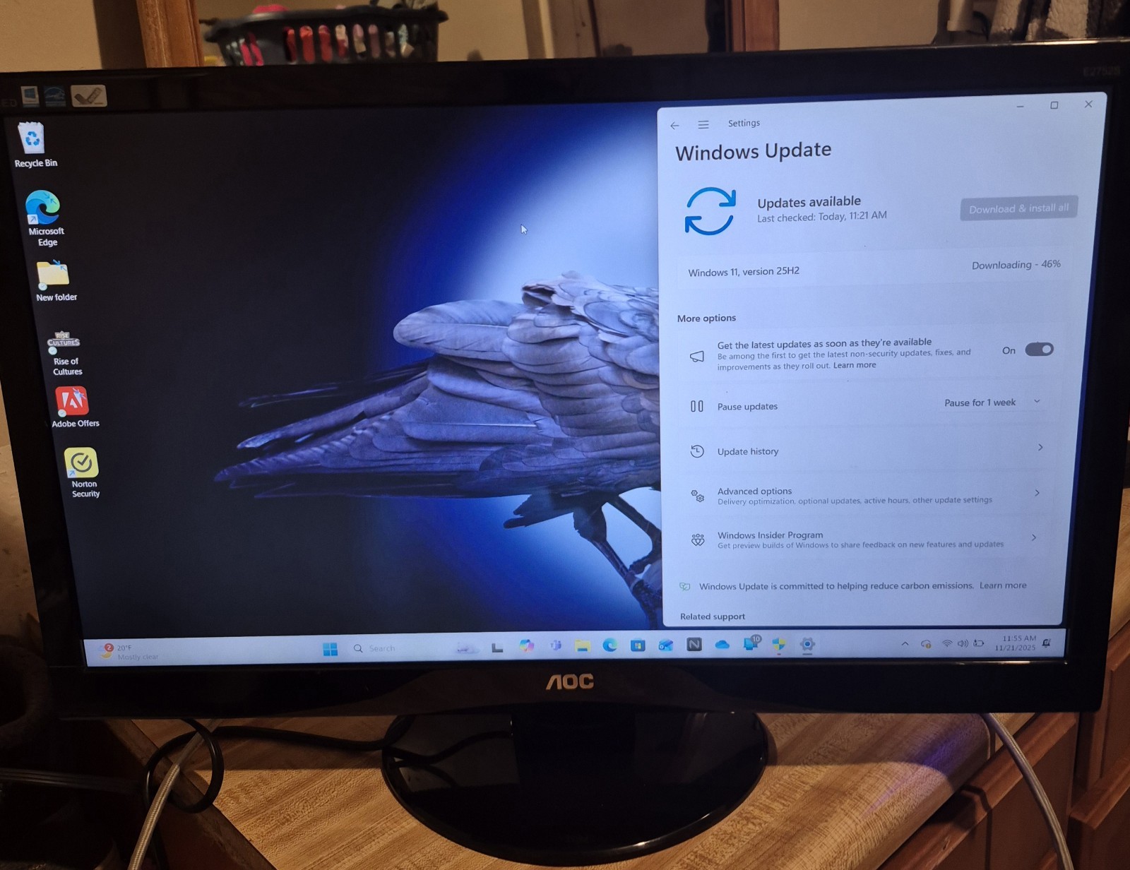 AOC E2752SHE 27" LED Monitor Widescreen 1080p HD HDMI DP VGA 16:9 2ms 270LM00004