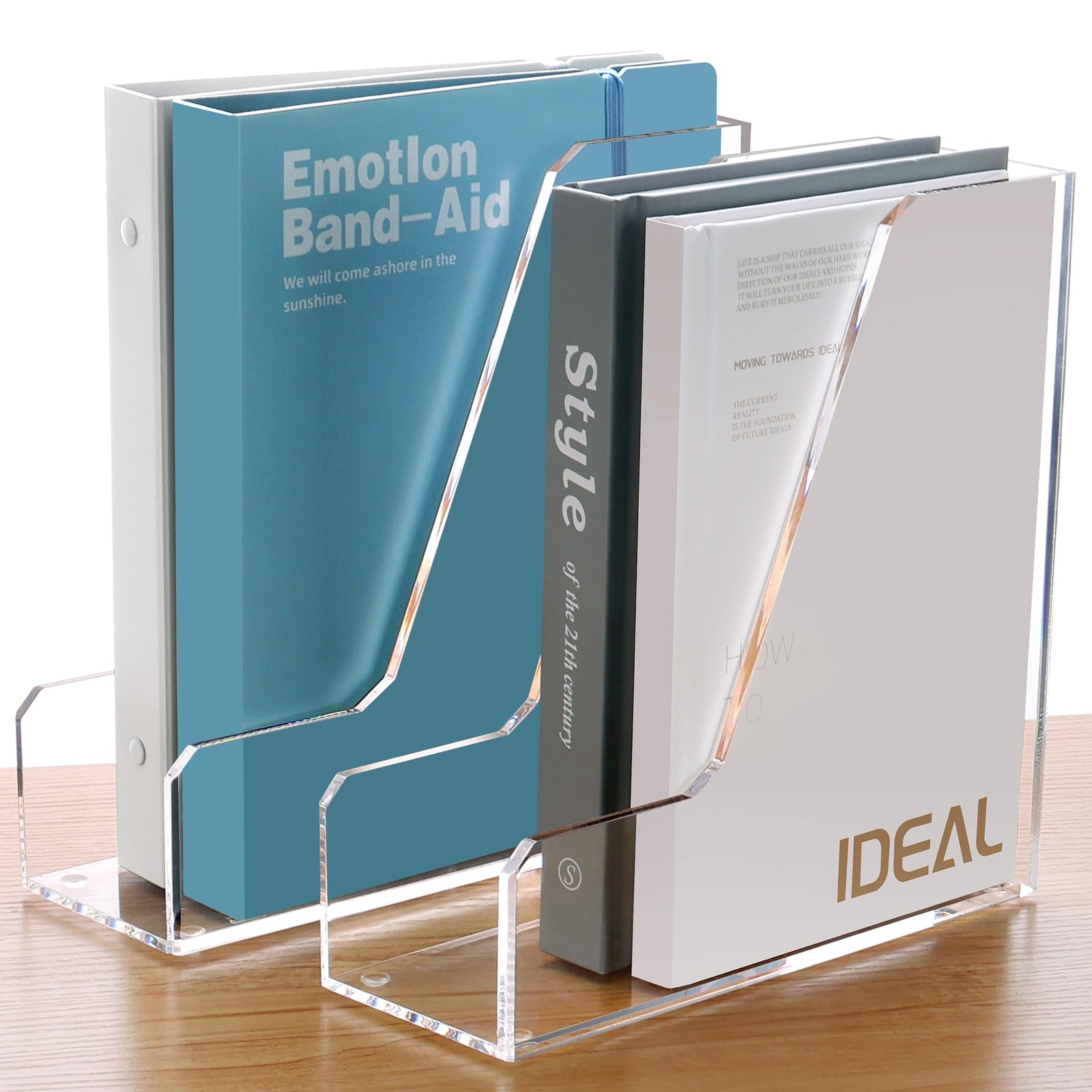 SANRUI 2-Pack Acrylic Magazine File Holder, Vertical Desk File Sorter