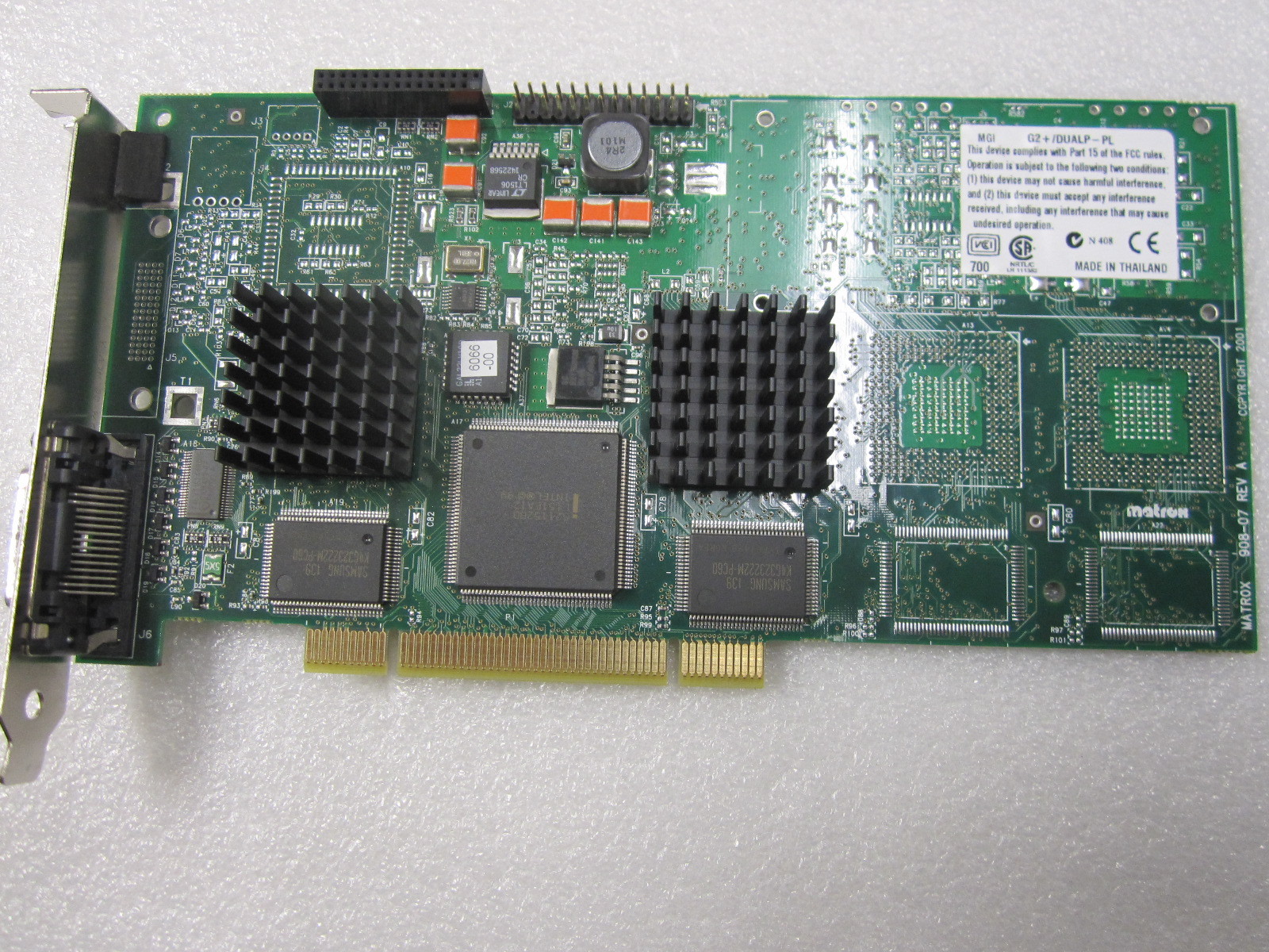 Matrox MGI G2+/DUALP-PL 908-07 Rev A GRAPHIC CARD Vintage & NEW