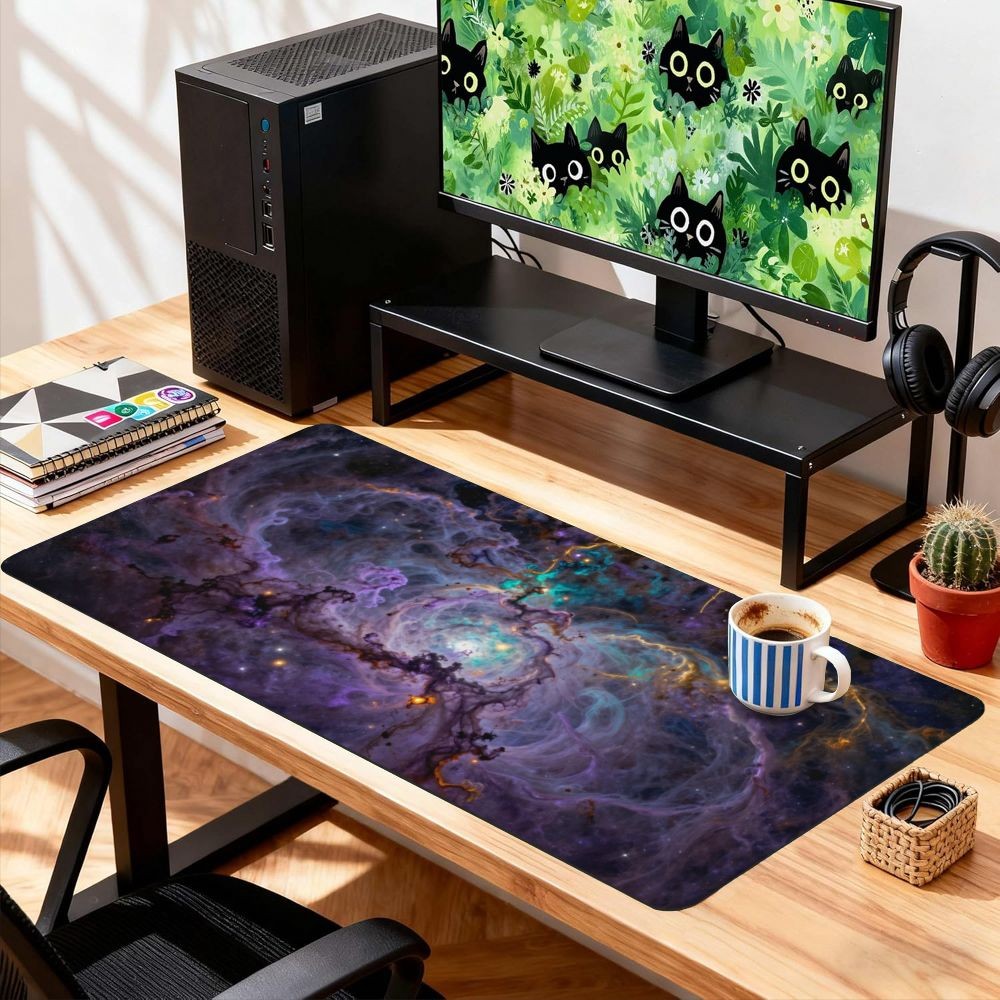 1pc Abstract Space Nebula Mouse Pad Non Slip Wear Resistant Anti Curl Desk Mat