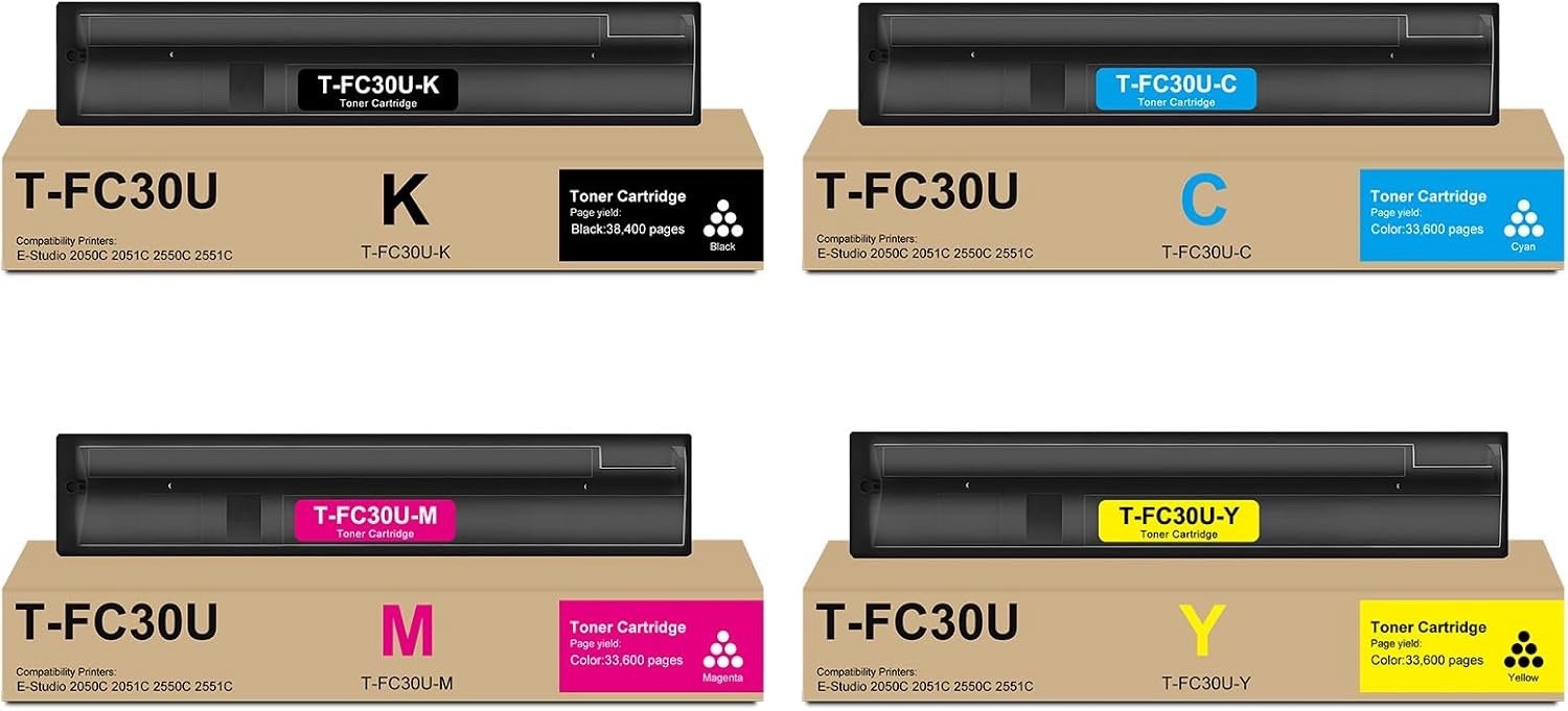 Toshiba T-FC30U Replacement Toner e-Studio 2051C,2550C,2551C CMYK (Full Set)