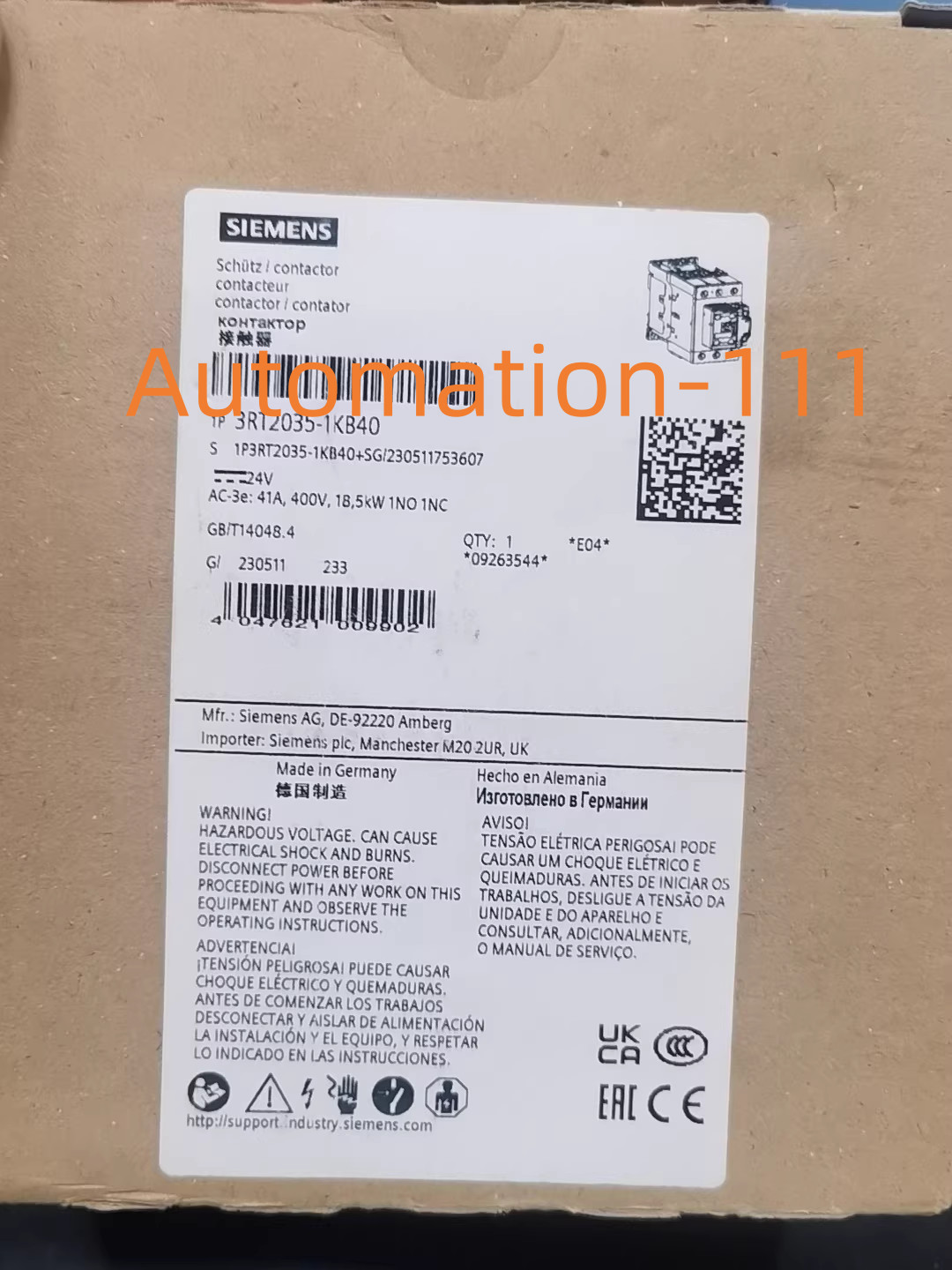 1PC NEW SIEMENS Contactor 3RT2035-1KB40 contactors Spot Products