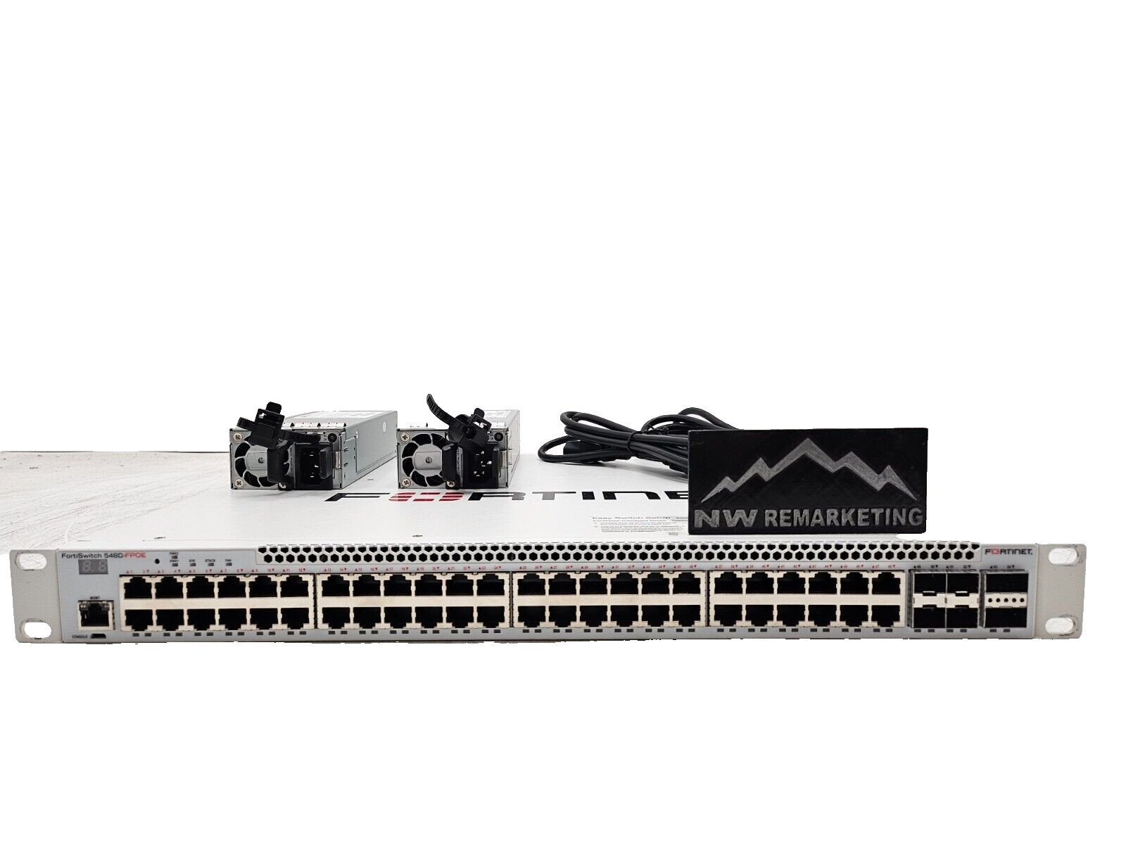 Fortinet FortiSwitch FS-548D-FPOE P18049 w/ dual AC 48x RJ45, 4x 10G SFP+ 2x 40G