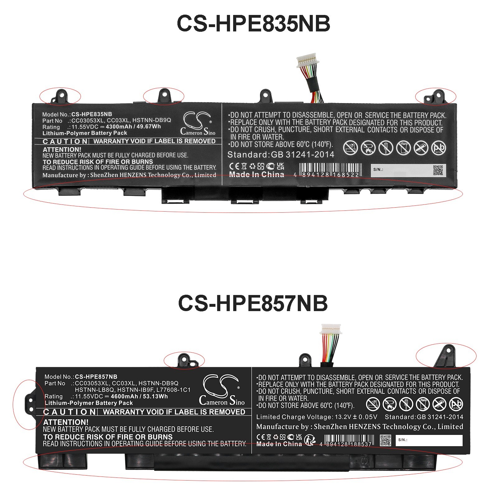 Cameron Sino BATTERIE 4600mAh Li-Pol HP EliteBook 850 G7 G8 11.55V