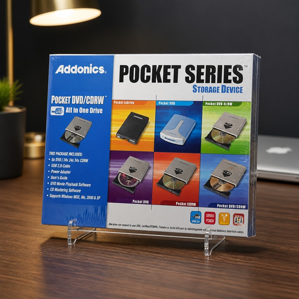 Vintage Pocket DVD/CDRW Disk Drive Unit By Addonics Brand New Sealed Old Stock 