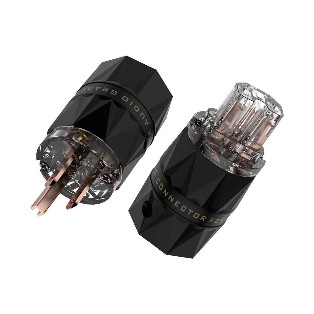 Pair VIBORG VM503 Pure Red Copper US Power Plug HiFi Power Cable IEC Connector