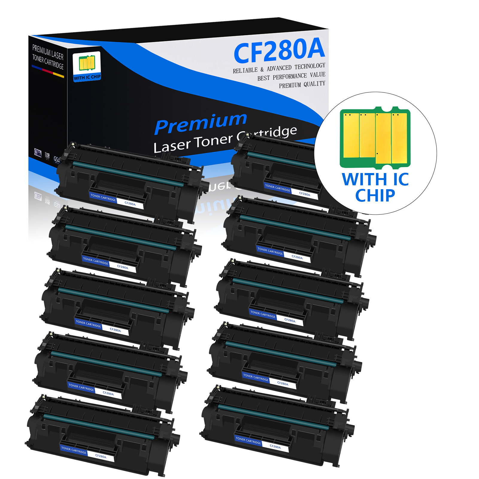 10PK High Yield CF280A 80A Toner Cartridge For HP Laserjet Pro 400 M401a M425dw
