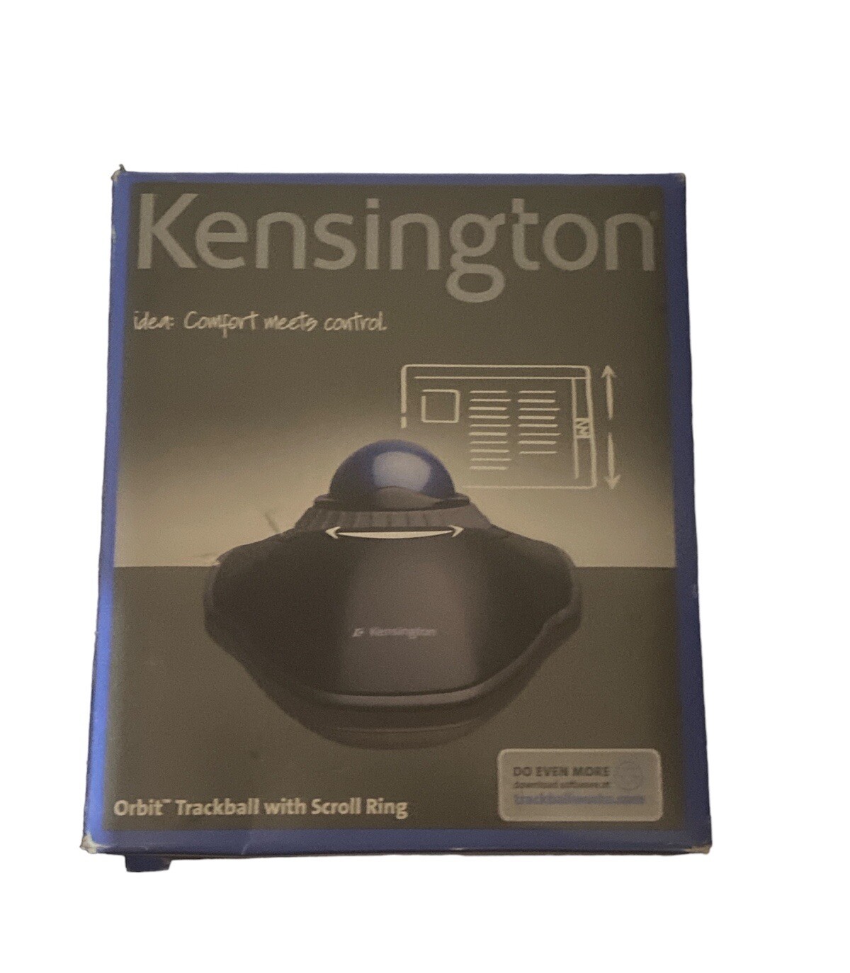 Kensington Wired Orbit Trackball Mouse with Scroll Ring Wrist Rest New Sealed