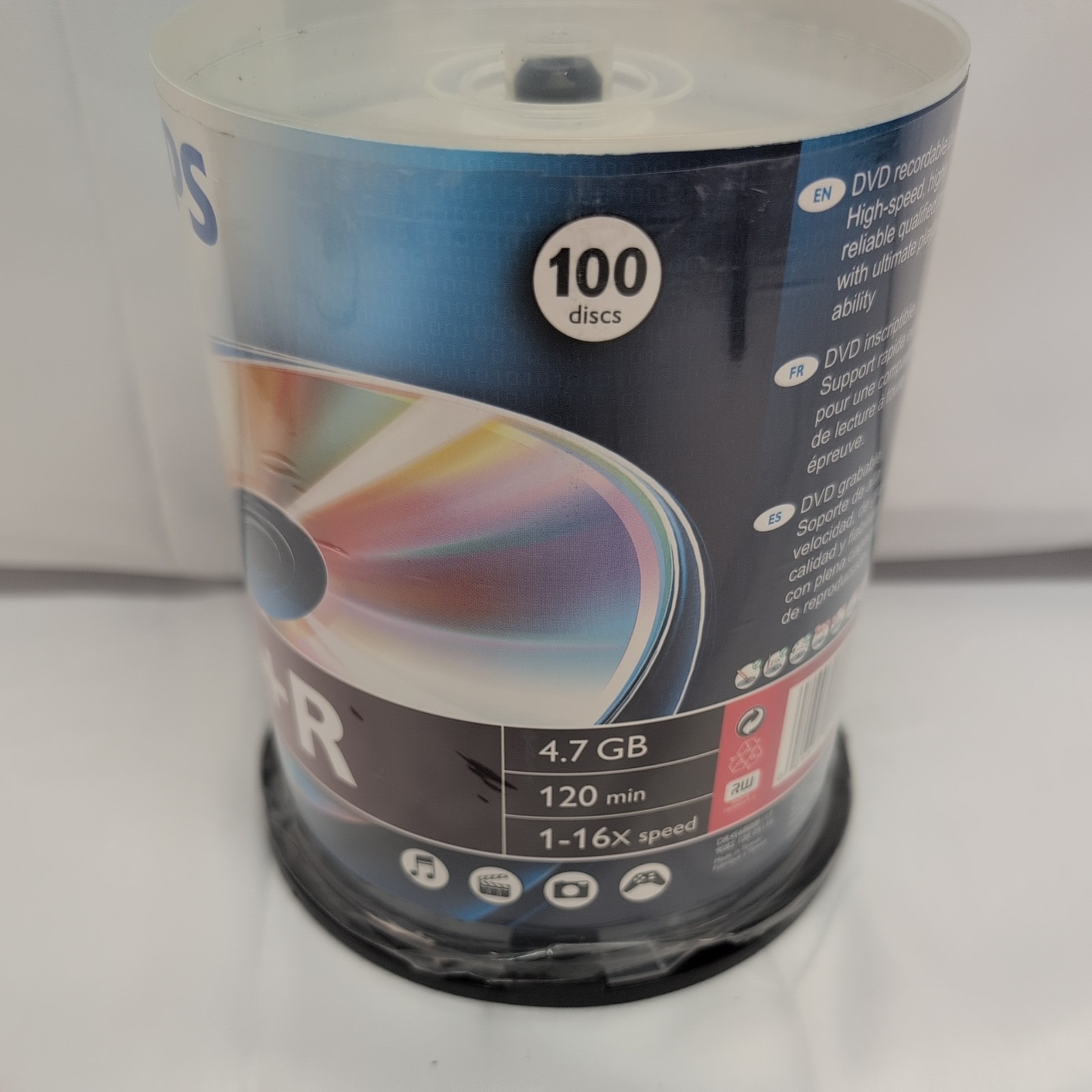 PHILIPS DVD +R 100  Disk SET OF DISKS 4.7 GB 120 MIN 1-16x SPEED - NEW
