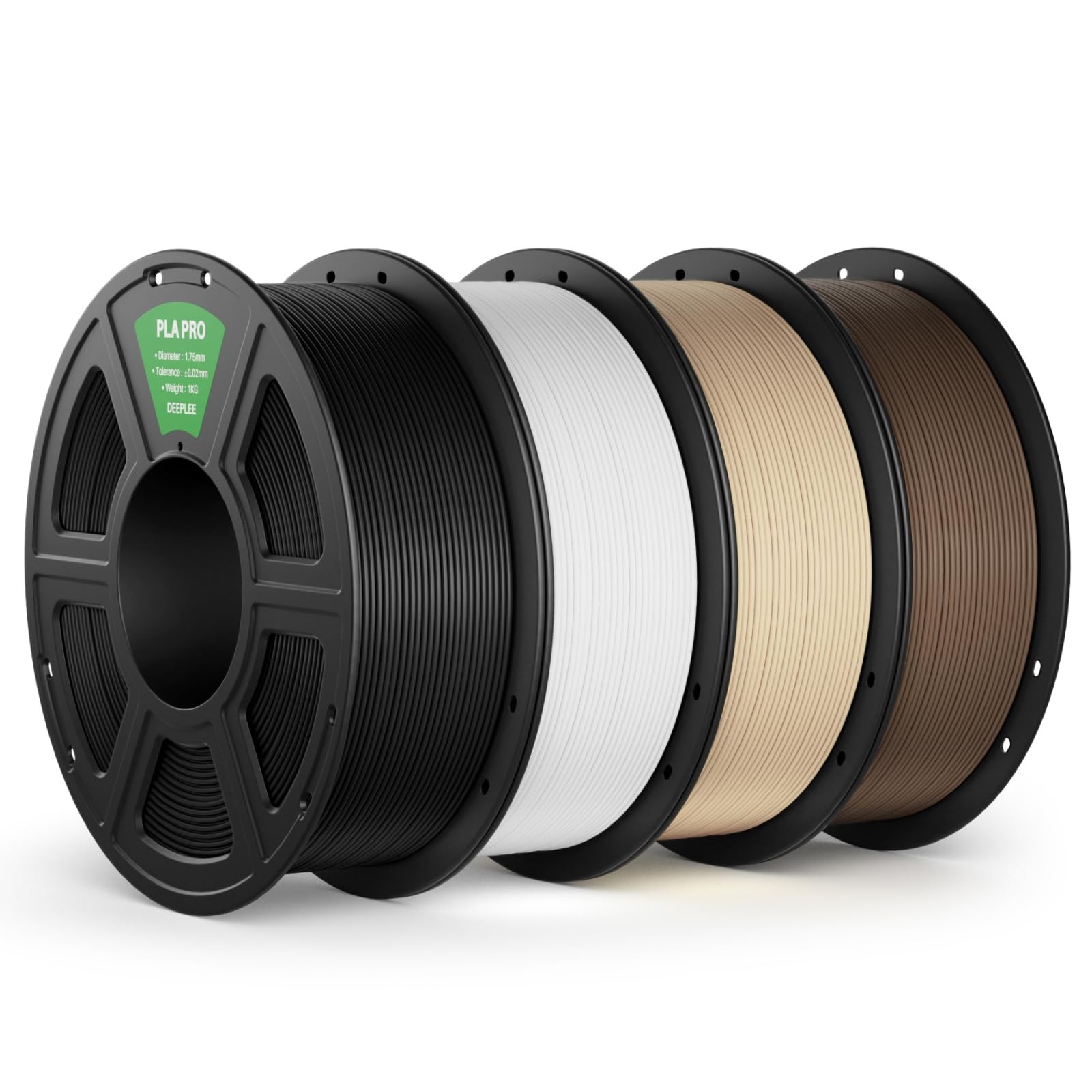 DEEPLEE PLA PRO 3D Printing Filament 4KG Black/White/Beige/Brown