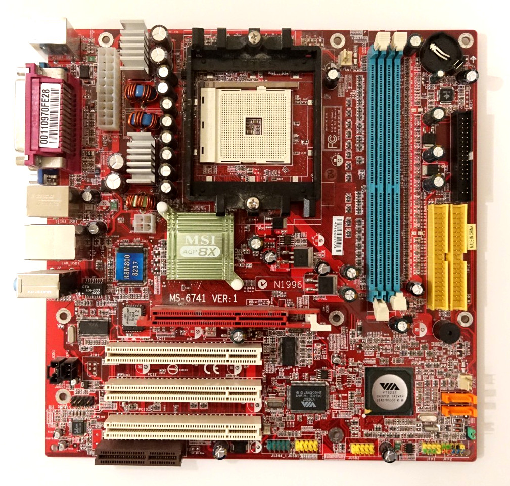 Motherboard MSI MS-6741 REV/VER 1 VIA K8T800 Chipset AMD Socket 754 AGP 8x