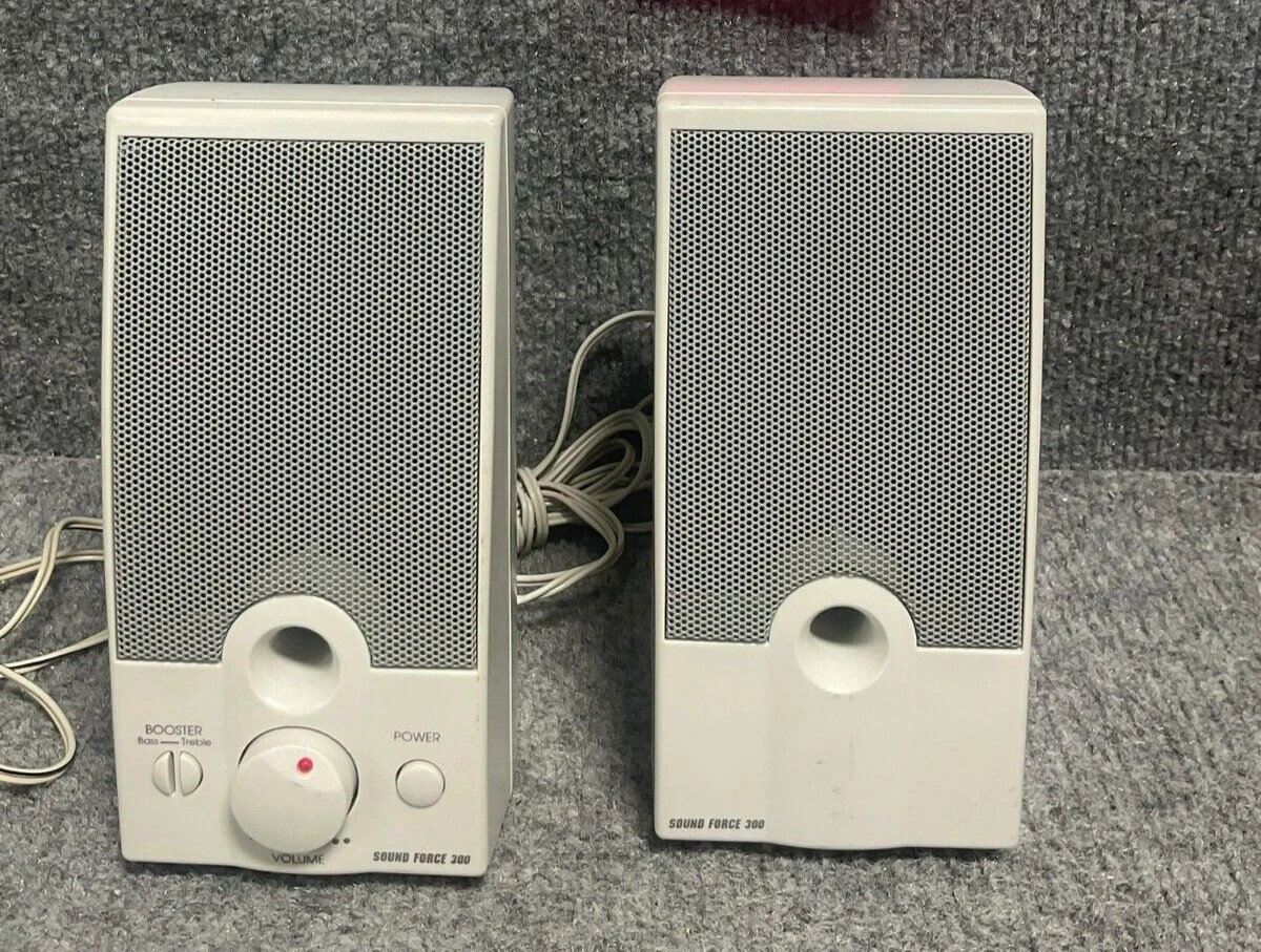 Vintage Sound Force 300 Powered Stereo Speakers Used