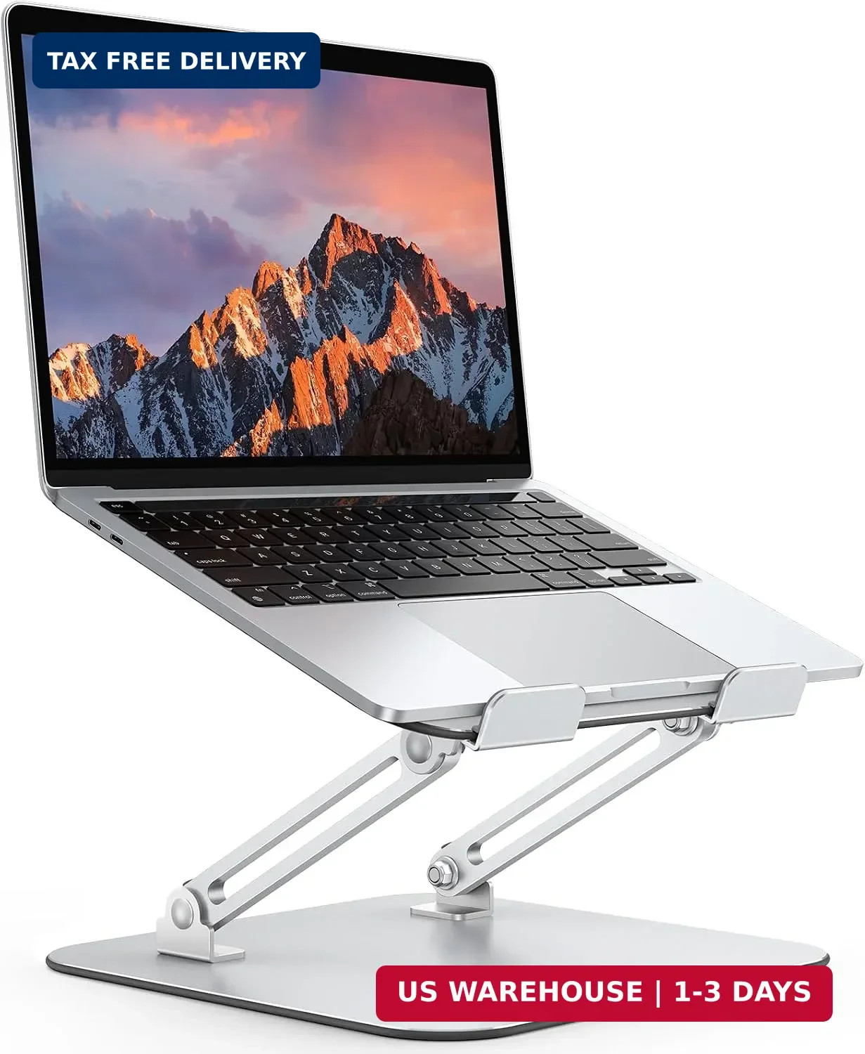 OMOTON Laptop Stand, Adjustable Metal Foldable Riser 10-17.2", Silver