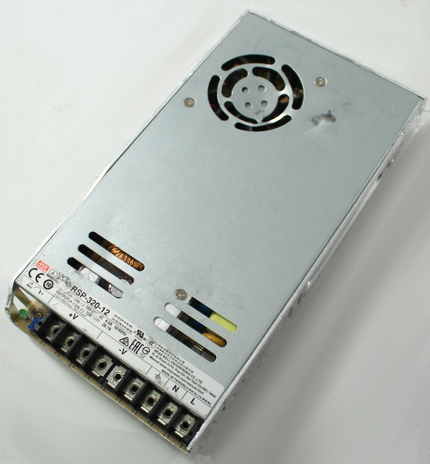 MEAN WELL RSP-320-12 Power Supply,AC-DC,12V,26.7A,100-264V In,Enclosed