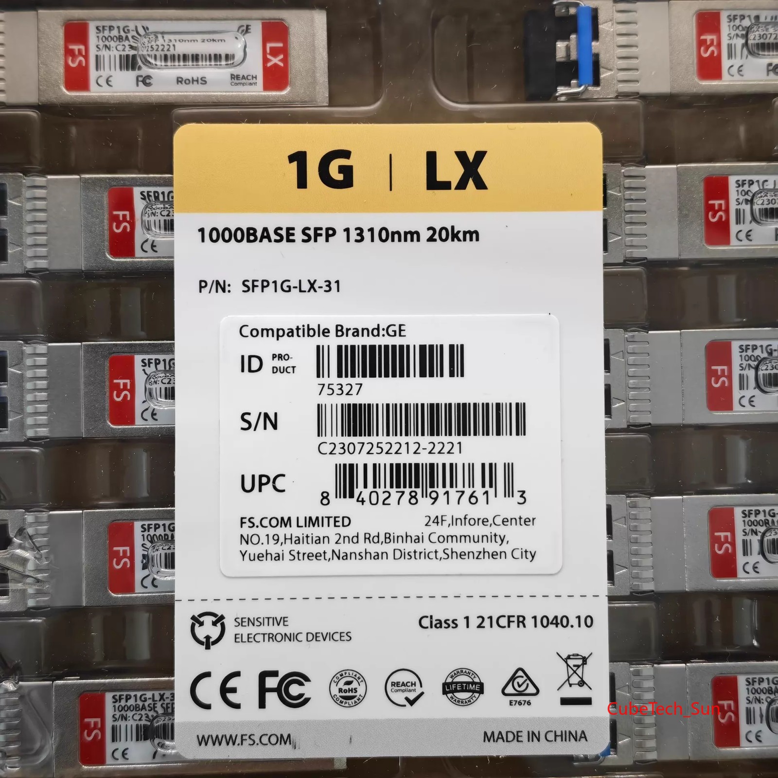 Original 1x Original FS SFP1G-LX-31 1000Base SFP 1310nm 10 Km Transceiver Module