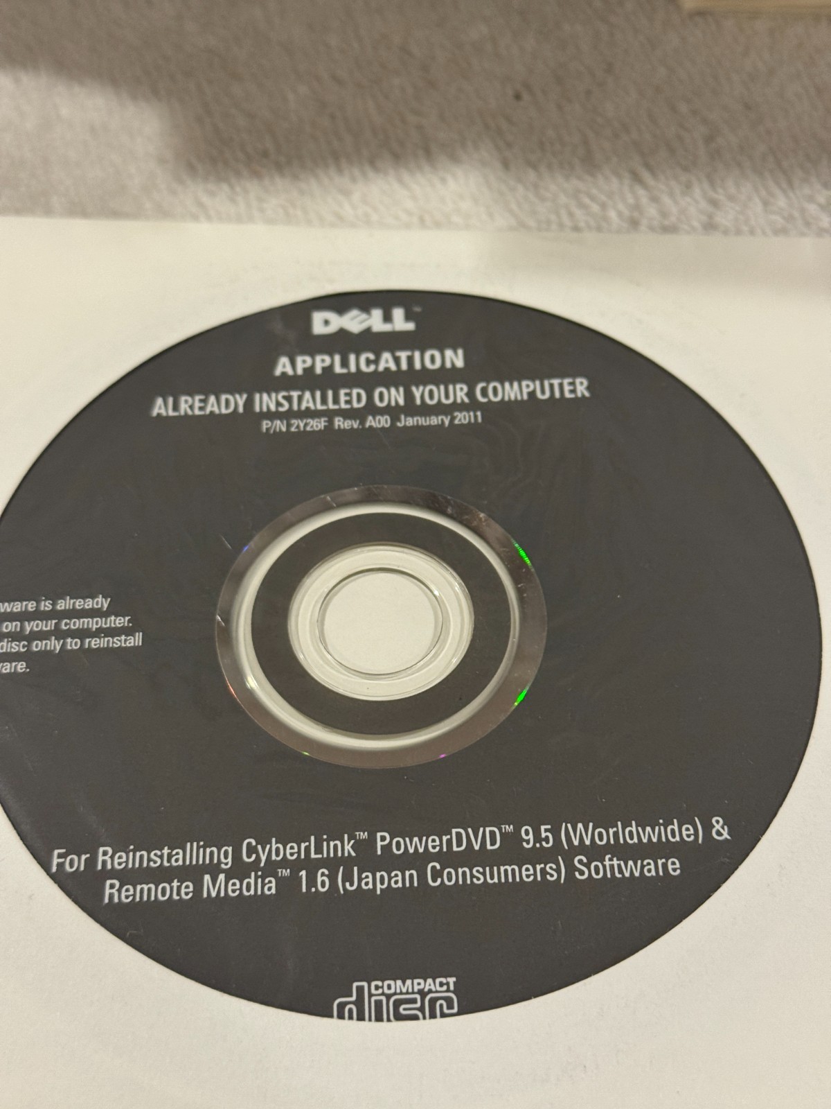 Dell Reinstalling Cyberlink PowerDVD 9.5 - SEALED