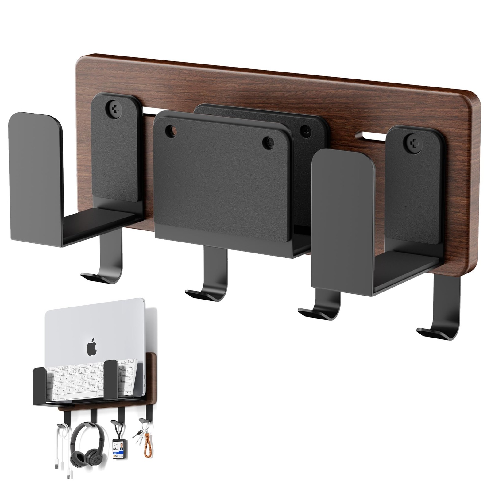 AFOOYO Universal Laptop Wall Mount Holder, Adjustable ZWJ008, Walnut Finish